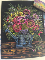 Набор для творчества цветная гравюра скретч картина LORI Цветочная сказка, 18х24 см, 4 шт в комплекте #7, Александра Ш.