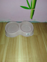 Двойная миска для кошек, для собак DD Style / Пластиковая миска для воды и корма, пепельно-розовый, 2 х 350 мл #109, Евгения М.