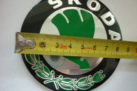 Эмблема (шильдик) для Skoda универсальная на решетку или багажник, диаметр 90мм (88мм) зеленая / Значок Шкода передний или задний #1, Евгений Ж.
