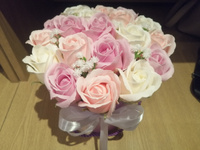 Букет из мыльных роз Миллион лепестков цвет фиолетовый 19 роз #73, Любовь К.