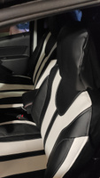 Универсальные автомобильные чехлы на весь салон из экокожи MINISOTA цвет ЧЕРНЫЙ с белой вставкой / авточехлы / перфорированная экокожа / черный / белый #43, Александр С.