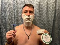 Мужское мыло для бритья на растительных маслах с активным витамином Е крафтовое, ручной работы 130г #46, Васияров Дмитрий