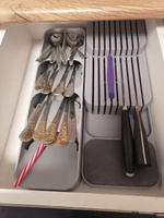 Лоток для столовых приборов ST VANPLAST в ящик, кухонный органайзер - подставка под ложки, вилки, ножи для сушки и хранения, пластиковый, 39,5 х 11 х 5,5 см, серый #13, Гульнара М.