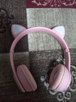 Детские беспроводные стерео наушники светящиеся ушки кошки MZ-P47 Bluetooth 5.0 с микрофоном, FM-радио, поддержкой SD-карты памяти (Mp3-плеер), складные, гарнитура для телефона, цвет розовый #7, Айгуль К.