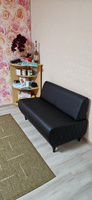 Прямой диван MONOFIX БУНО, экокожа, черный, 110х67х73 см (ШхГхВ) #178, Лотта Ч.