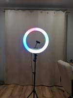 Кольцевая LED лампа 45 см zKissFashion RGB цветная со штативом держателем для телефона и селфи пультом. Модель 123290 #64, Александр К.