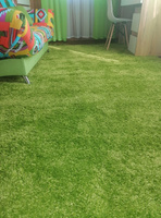 Витебские ковры Ковер SHAGGY LUX зеленый с высоким длинным ворсом "изумрудная трава" / пушистый однотонный ковер на пол в комнату, 2 x 4 м #33, Наталья Л.