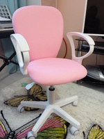 Детское компьютерное кресло CHAIRJET KIDS 105 с подлокотниками, ткань, розовый #8, Татьяна П.