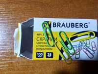 Скрепки канцелярские пластиковые набор Brauberg, 28 мм, цветные, 100 штук #7, Олег Д.