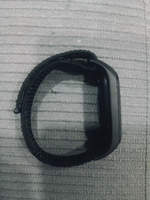 Нейлоновый ремешок для фитнес браслета Xiaomi Mi Band 5-6-7 / Спортивный браслет для умных смарт часов / Тканевый ремень для фитнес трекера на липучке / Черно-белый #77, Александр М.