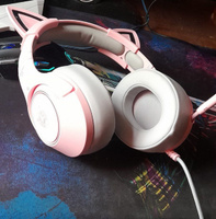 ONIKUMA - K9 Pink Cat. Профессиональные игровые наушники cat ear с ушками кошки и подсветкой. #35, Олег Е.