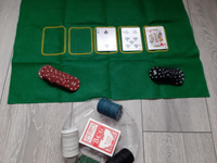 Покерный набор "Poker Chips" 120 фишек, с номиналом, в жестяной подарочной коробке / Сукно в подарок, 2 колоды карт, фишки дилера / Настольные игры для компании #3, Елена Б.