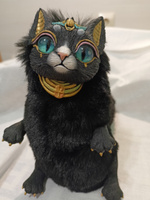 Кошка-бастет черная с зелеными глазами. Игрушка авторская, ручная работа, шарнирная #3, Наталья К.