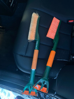 Щетка автомобильная для снега, с поролоновой ручкой, расщепленная щетина, оранжево-зеленая "Li-Sa" (61 см). #3, Надежда А.
