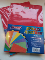 Цветная бумага А4 тонированная двусторонняя, 100 листов 10 цветов, для офисной техники, набор для творчества, школы #4, Виктория Б.