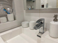 Набор для ванной Astrid 10 (органайзеры для ватных дисков и палочек с крышками - 3 шт.), бетон, белый глянцевый #4, Александр Т.