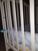 Бортик коса из хлопка 220 см. в детскую кроватку для новорожденного. Голубой. "Веселый дождик" #83, Анна Т.
