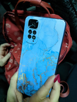 Силиконовый чехол на Xiaomi Redmi Note 11 4G Global/Redmi Note 11S / Редми Ноут 11 4G Global/11S "Голубой мрамор рисунок" #5, Анастасия Б.