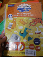 Картон цветной двусторонний А4, тонированный в массе, 10 листов, 180 г/м2, красный #11, Анастасия Б.