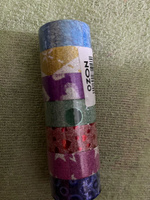Декоративный скотч для скрапбукинга, набор цветных скотчей, 15 мм х 3 м, 7 цв. с блестками узоры, Остров Сокровищ #14, Shusha S.