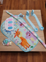 Развивающий коврик для новорожденного малыша с пианино Развитика голубой, дуга с игрушками #55, Инесса Н.