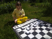 Шашки и шахматы Классика 2в1 Bondibon большая настольная развивающая игра ходилка в дорогу, игровое поле-коврик 130х93 см, подарок #6, Ксения Ш.