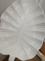 Блюдо сервировочное фарфоровое Magistro "Лист", размер 30х21 см, цвет белый #149, Ангелина Л.