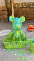 Набор для творчества Игрушка Медведь BearBrick 23 см для девочек, мальчиков и взрослых, краски флюид арт: голубой, желтый, белый цвет #20, Анна В.