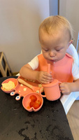 Набор детской силиконовой посуды для кормления малыша, Крабик, 7 предметов розовый #6, александра к.