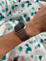 Металлический ремешок для умных смарт часов Apple Watch series 1-8 и Эпл Вотч SE Ultra 42-44-45-49 mm (milanese loop) / Ремешок миланская петля на магнитной застежке для часов Эпл, Серебристый #123, Полина К.