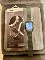 Ремешок UNIQ Revix для смарт часов Apple Watch 49 45 44 42 мм mm / на Эпл Вотч 3 4 5 6 7 8 Ultra и SE SE 2 двухсторонний из натуральной кожи и силикона, угольный / темно-серый #1, Константин Г.