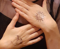 Татуха-муха, Луна и солнце, временная татуировка, 6х11 см. #34, Glushkova Katia