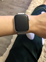 Металлический ремешок для умных смарт часов Apple Watch series 1-8 и Эпл Вотч SE Ultra 42-44-45-49 mm (milanese loop) / Ремешок миланская петля на магнитной застежке для часов Эпл, Серебристый #144, Яна Г.