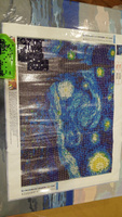 Алмазная мозаика "Звездная ночь" на холсте 30см х40 см , полная выкладка #59, Анастасия А.