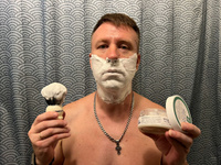 Мужское мыло для бритья на растительных маслах с активным витамином Е крафтовое, ручной работы 130г #44, Васияров Дмитрий