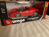 Машинка металлическая Ferrari 458 Spider, открывающиеся двери, вращающиеся резиновые колеса, масштабная коллекционная модель Bburago Ббураго 1:24, красная, Феррари / Ферари / Ферарри Спайдер #50, Дмитрий Я.