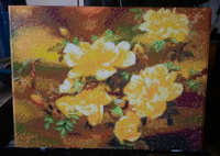 Алмазная мозаика на подрамнике цветы Шиповника. Картина стразами 30 на 40 натюрморт желтые цветы #95, Виктория Х.