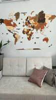 Карта мира настенная из дерева WoodenCountry 160х100 см / интерьерное украшение / декор на стену #53, Любовь С.