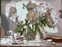 Картина по номерам на холсте 40х50 40 x 50 на подрамнике "Пионы с вишней" DVEKARTINKI #75, Анастасия Ф.