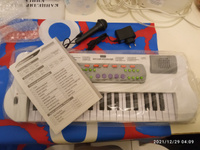 Детский музыкальный электронный инструмент пианино синтезатор с микрофоном 37 клавиш для девочек и мальчиков, запись, регулировка громкости, работает от сети или батареек, ZYB-B0689-2 #28, Куталевская Мария