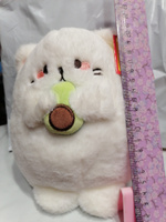 Мягкая игрушка плюшевый круглый кот с авокадо 20 см, белый #2, Елена Е.