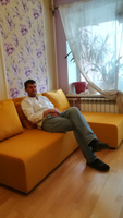 Угловой диван-кровать Manons Maison Каир, угол универсальный, раскладной механизм Еврокнижка, Велюр желтый, 195х140х86 см #3, ольга а.