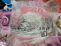 Декоративная тарелка с рисунком уральскими камнями "Зима" на подставке #12, Тенигин Алексей