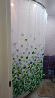 Штора для ванной комнаты тканевая на люверсах "Лепестки зеленые" размер 200х240см.(высота 200см х ширина 240 см) #63, Наталья Ц.