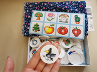 Детское пластиковое лото "Мир вокруг" маленькое, развивающая настольная игра, 48 пластмассовых фишек + 8 тематических карточек #4, Лина К.