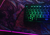 Коврик для мышки большой с RGB подсветкой. Игровой коврик для мыши и клавиатуры 800*300. Компьютерный коврик для ПК и ноутбука. Монстр #72, Александра Р.