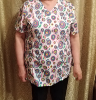 Медицинская рубашка женская ПромДизайн / медицинская одежда женская / белая с рисунком / блуза рабочая #55, Анжелика Б.