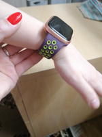 Силиконовый ремешок для часов Apple Watch 38/40/41 мм фиолетовый/салатовый (№15) / Ремешок на часы эпл вотч 38/40/41 мм, размер S #53, Наталья П.