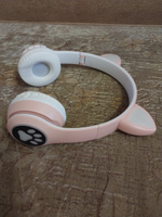 Наушники беспроводные, с ушками, Bluetooth, светящиеся детские, розовые, встроенный микрофон #59, Ольга Г.