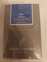 Чернила в банке Herbin Prestige 1670, 50 мл, Bleu Ocean Синий с золотыми блестками #15, Ольга